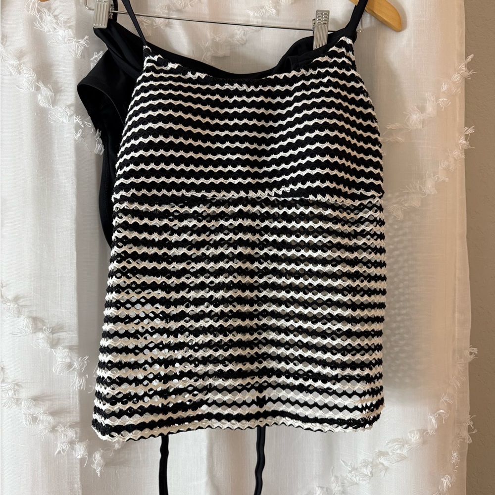 Time and Tru Black and White Zigzag Bathing Suit